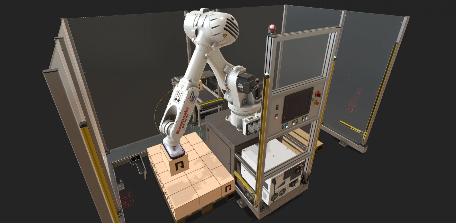 Визуальная модель ячейки PalletWizard Smart для укладки коробок